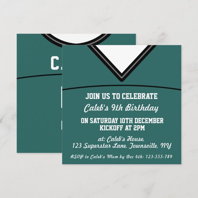 Football Jersey Themed Party Invite Template, LAX (Front/Back)