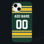Football Jersey with Custom Name Number Case-Mate iPhone 14 Case<br><div class="desc">Add your favourite name and number -- This olive and gold sports design is perfect for any professional,  college or high school fan. You can even claim these for your Fantasy Football team. Click on the CUSTOMIZE button to make even more changes.</div>