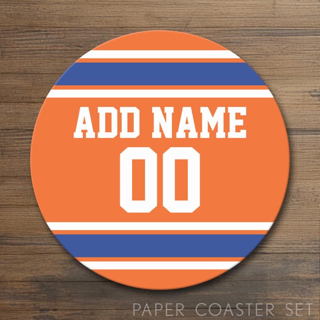 Football Jersey with Custom Name Number Round Paper Coaster (Custom Coaster)