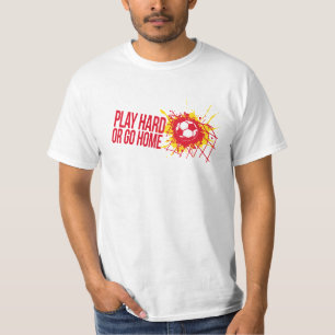 Football jouer le slogan rouge dur sport t-shirt