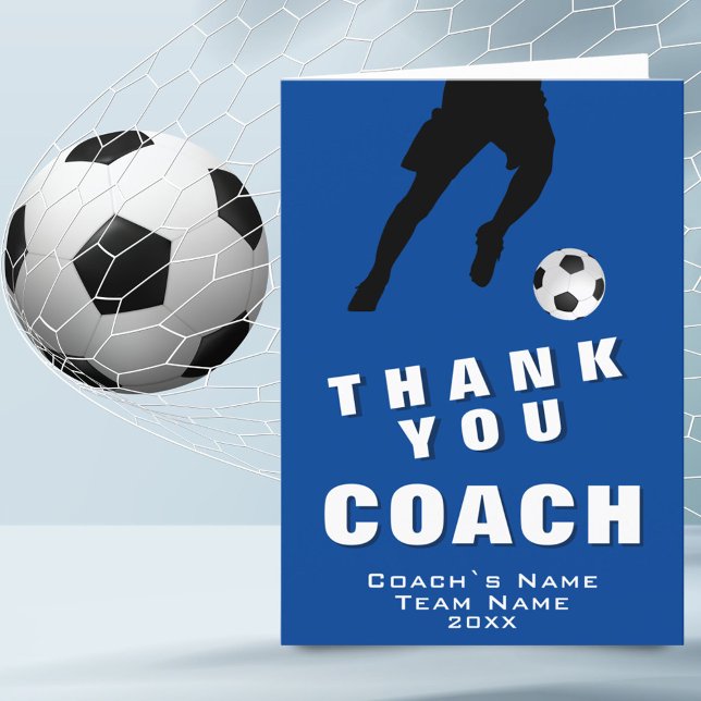 Football joueur Merci bleu carte entraîneur (Créateur téléchargé)