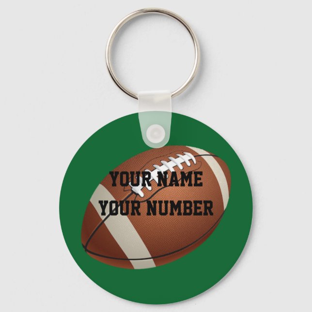 Football Keychain ID Tag YOUR NAME & Number (Front)