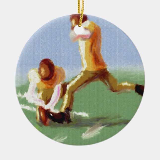 Football Kicker Art Ceramic Ornament (Front)