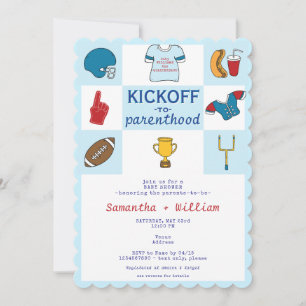 Football Kickoff To Parenthood Blu Boy Baby Shower Invitation