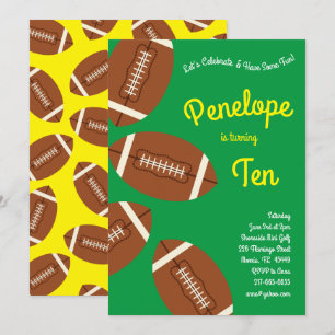 Football Kids Birthday Party Sports Green Boys Invitation