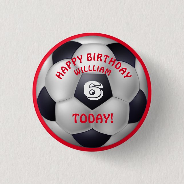 Football Kids' Name Birthday 1 Inch Round Button (Front)