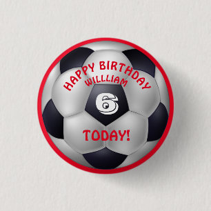 Football Kids' Name Birthday 1 Inch Round Button