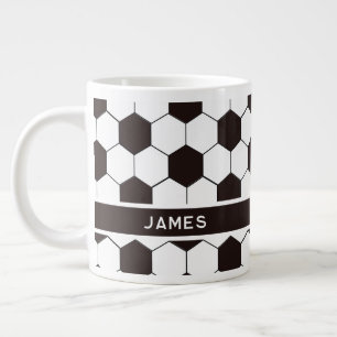 Football Kids Soccer pattern Footballer birthday Large Coffee Mug