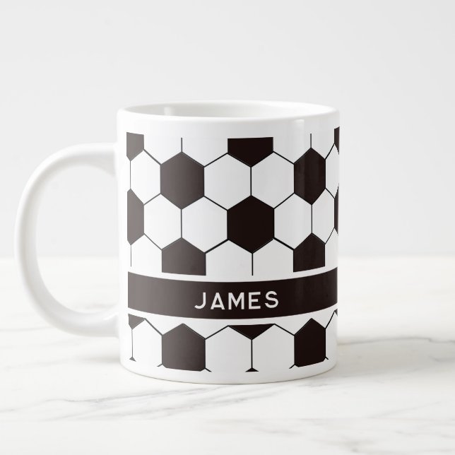 Football Kids Soccer pattern Footballer birthday Large Coffee Mug (Left)