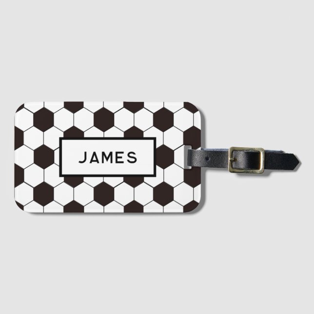 Football Kids Soccer pattern Footballer birthday Luggage Tag (Front Horizontal)