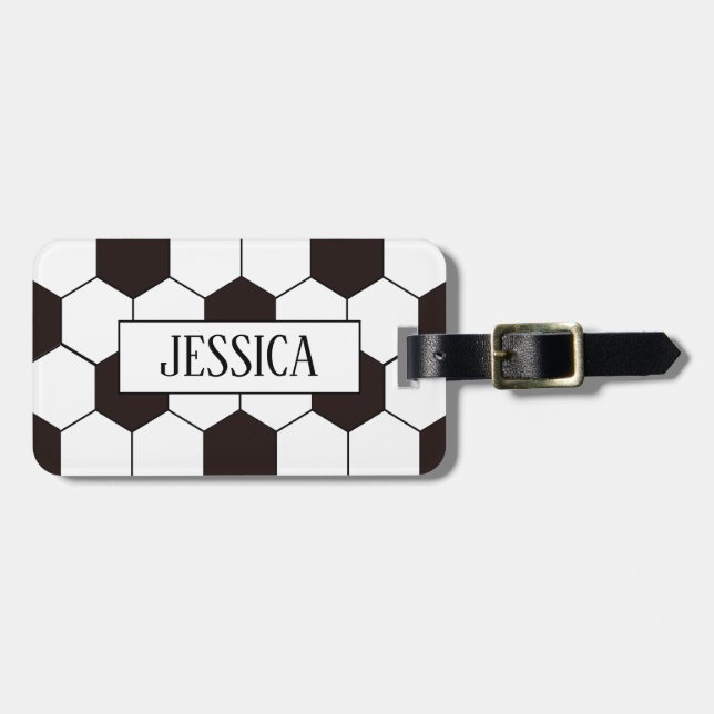 Football Kids Soccer pattern Footballer birthday Luggage Tag (Front Horizontal)