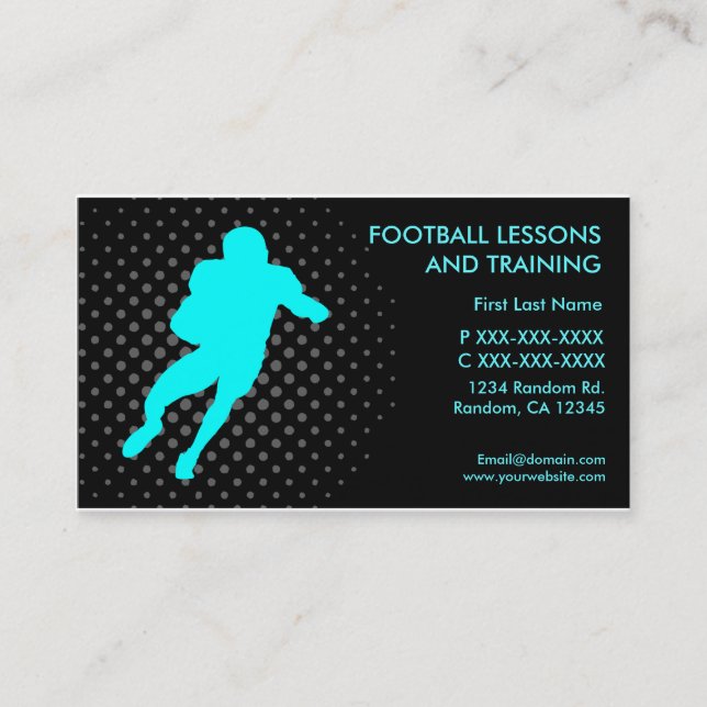 Football lessons training custom business cards (Front)