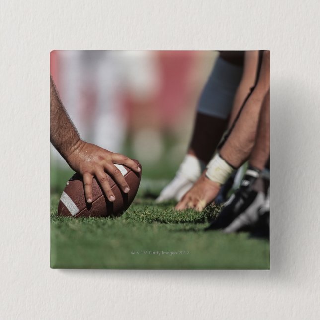 Football line of scrimmage 2 inch square button (Front)