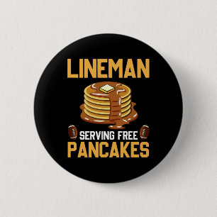 Football Lineman Serving Pancakes Daily Offensive 2 Inch Round Button