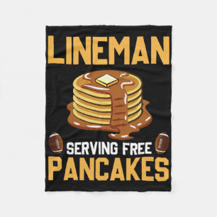 Football Lineman Serving Pancakes Daily Offensive Fleece Blanket