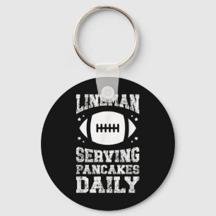 Football Lineman Serving Pancakes Offensive Linema Keychain