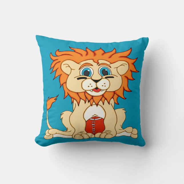 Football Lion Throw Pillow (Front)