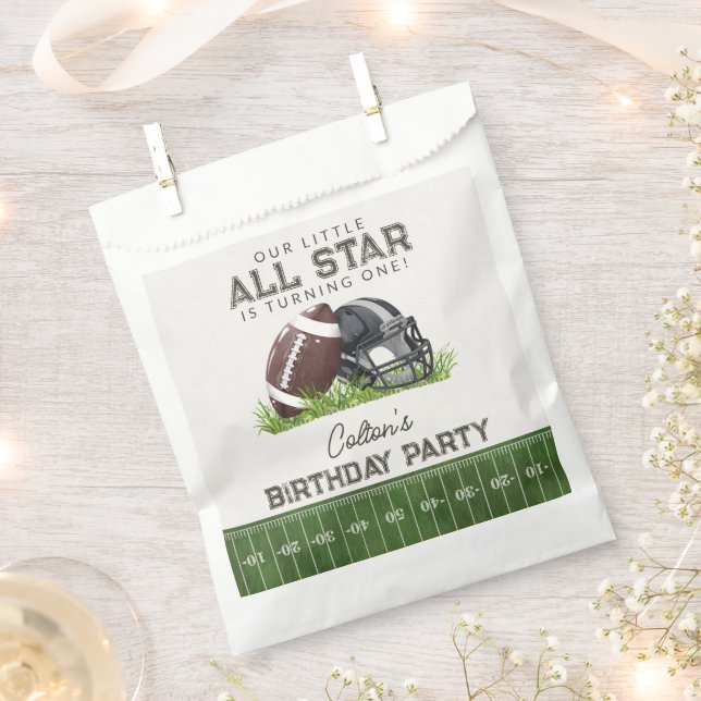 Football Little All Star Touchdown Birthday Party Favour Bag (Clipped)