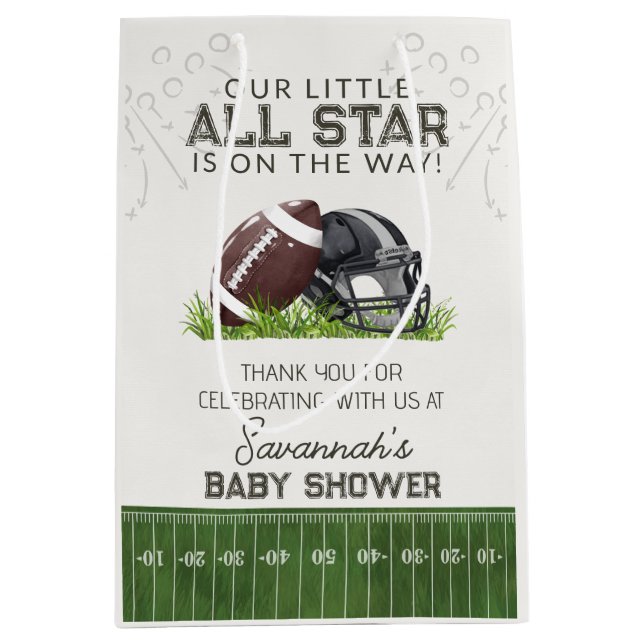 Football Little AllStar Touchdow Baby Shower Favou Medium Gift Bag (Front)