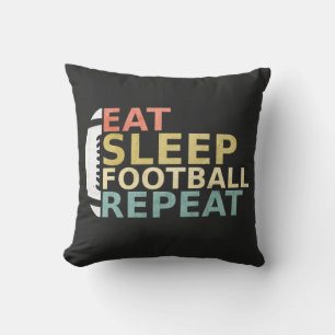 Football Lover Eat Sleep Football Repeat Throw Pillow
