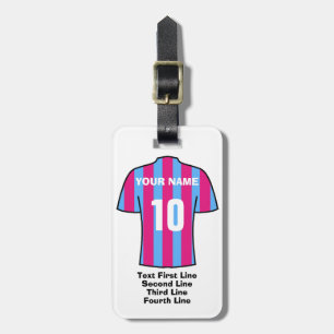 Football Luggage Tag - with Claret & Blue Shirt
