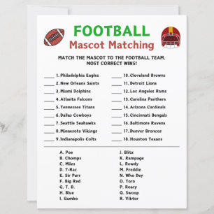 Football Mascot Matching Game