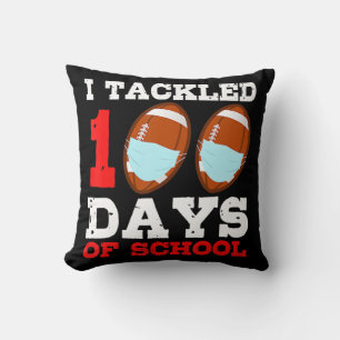 Football Masks Fun 100 Days of School Teacher Boy  Throw Pillow