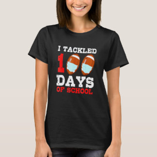 Football Masks Funny 100 Days Of School Teacher Bo T-Shirt