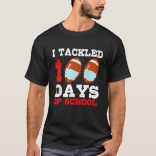 Football Masks Funny 100 Days Of School Teacher Bo T-Shirt
