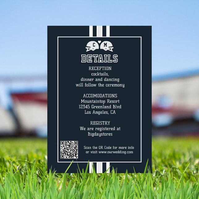 Football Match Sports Wedding Details QR Code Enclosure Card (Creator Uploaded)