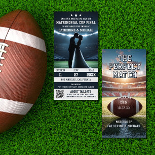 Football Match Ticket With QR Code Wedding Save The Date