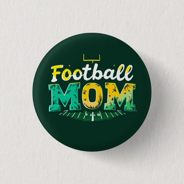 Football Mom 1 Inch Round Button (Front)