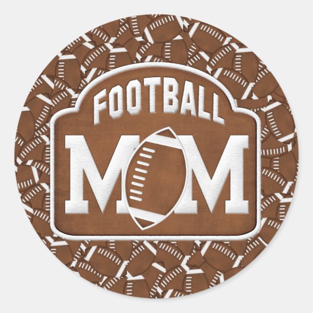 Football Mom Classic Round Sticker (Front)