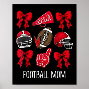 Football Mom Coquette Bow Team Sports Season Footb Poster