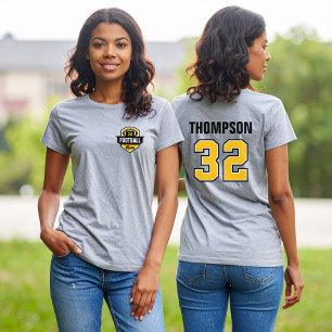 Football Mom Custom Jersey Number and Name Tri-Blend Shirt