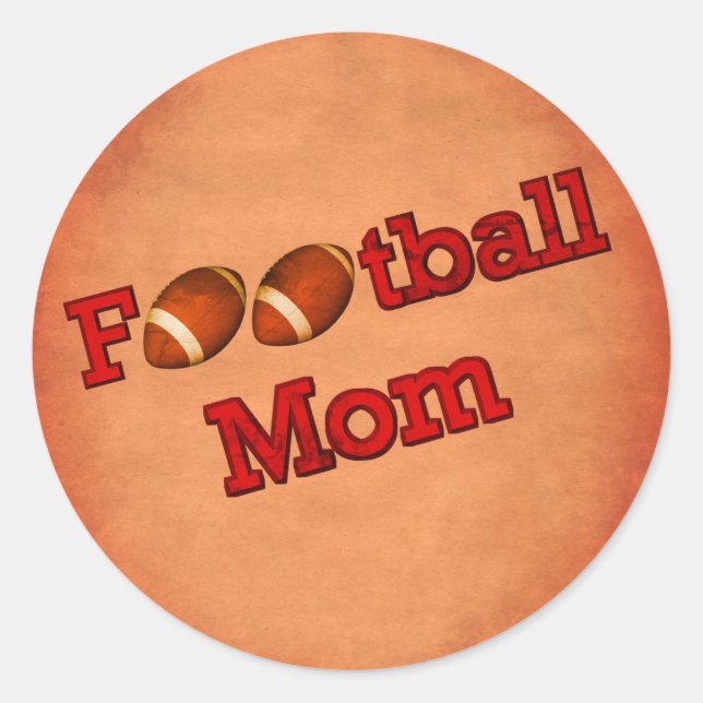 Football Mom Cute Classic Round Sticker (Front)