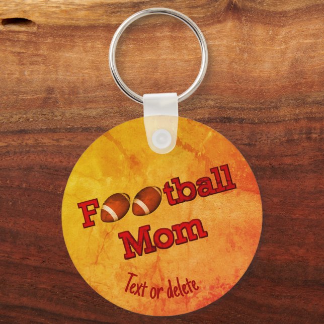 Football Mom Cute Personalized Keychain (Front)