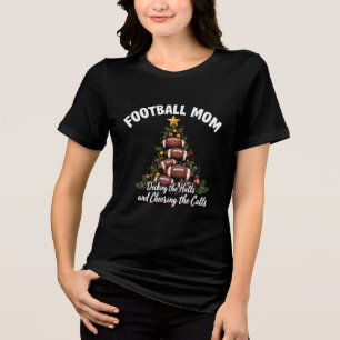 Football Mom Decking The Halls Christmas Football  Tri-Blend Shirt