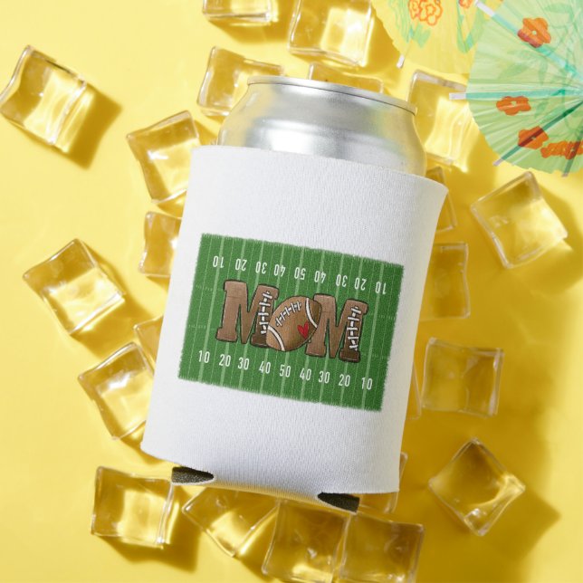 Football Mom Football Field Heart Can Cooler (In Situ Summer)