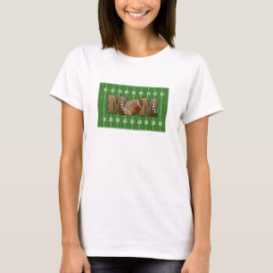 Football Mom Football Field Heart T-Shirt
