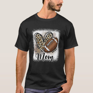 Football Mom Funny Leopard Heart Family Sporty T-Shirt