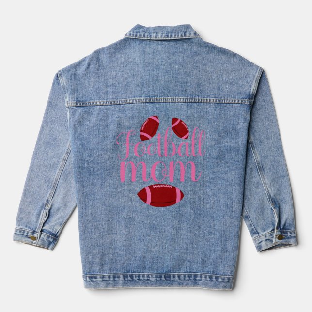Football Mom Game Day  Denim Jacket (Back)