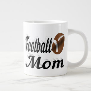 Football Mom half text Giant Coffee Mug