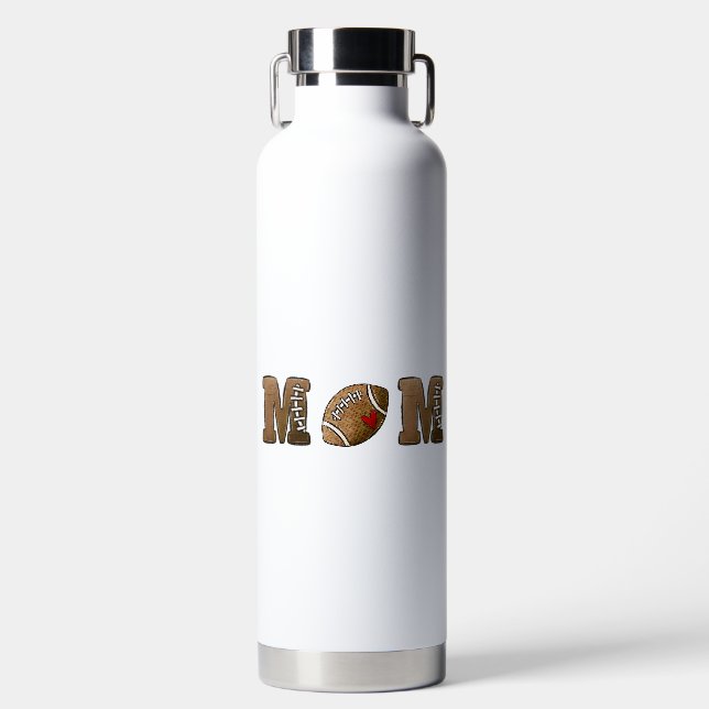 Football Mom Heart Water Bottle (Front)