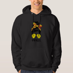 Football Mom Life Messy Bun Funny Football Player  Hoodie
