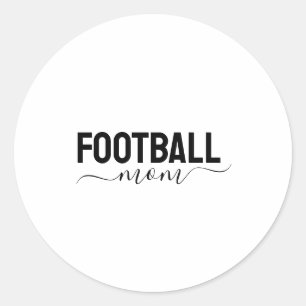 Football Mom modern script Classic Round Sticker