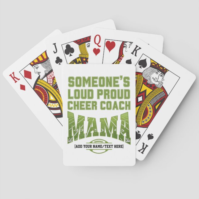 Football Mom SOMEONE'S LOUD PROUD CHEER COACH MAMA Playing Cards (Back)