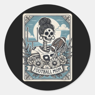 Football Mom Tarot Card Skeleton Football Mama Mot Classic Round Sticker