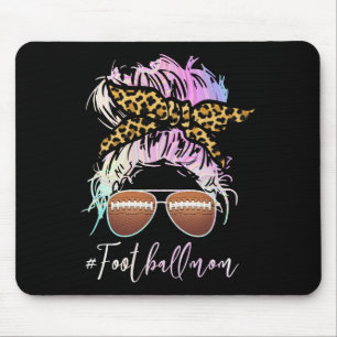 Football Mom With Leopard Print And Messy Bun Mouse Pad