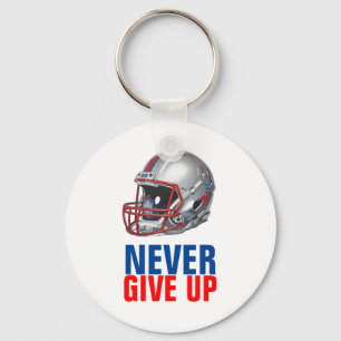 Football Motivational Never Give Up Keychain